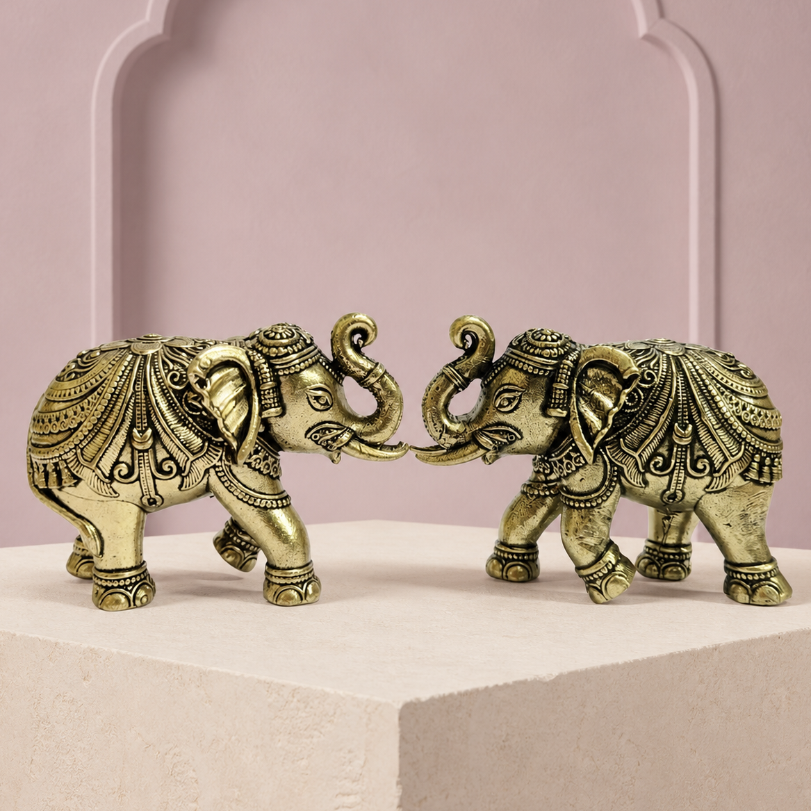 Decorative Brass Elephant Pair from Navastu