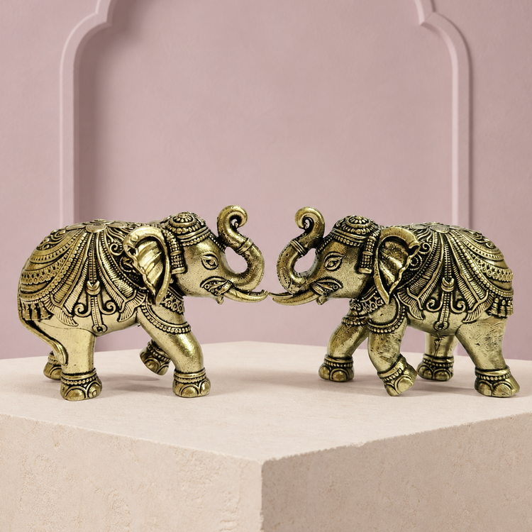 Decorative Brass Elephant Pair from Navastu