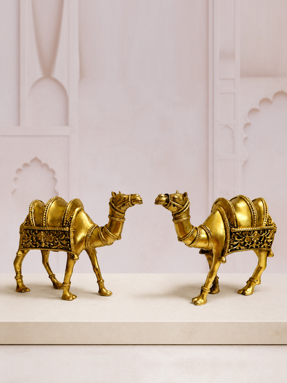 Ornate Brass Camel Pair — premium product hero