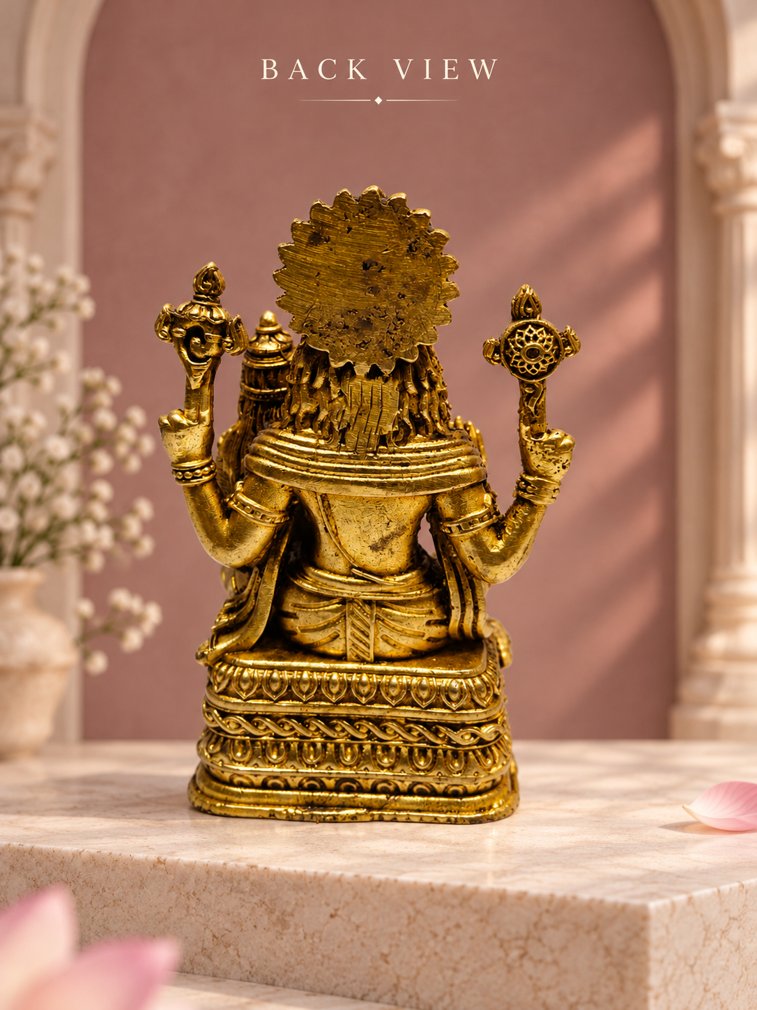 Lakshmi Narasimha Brass Idol – 4 Inch — Back View