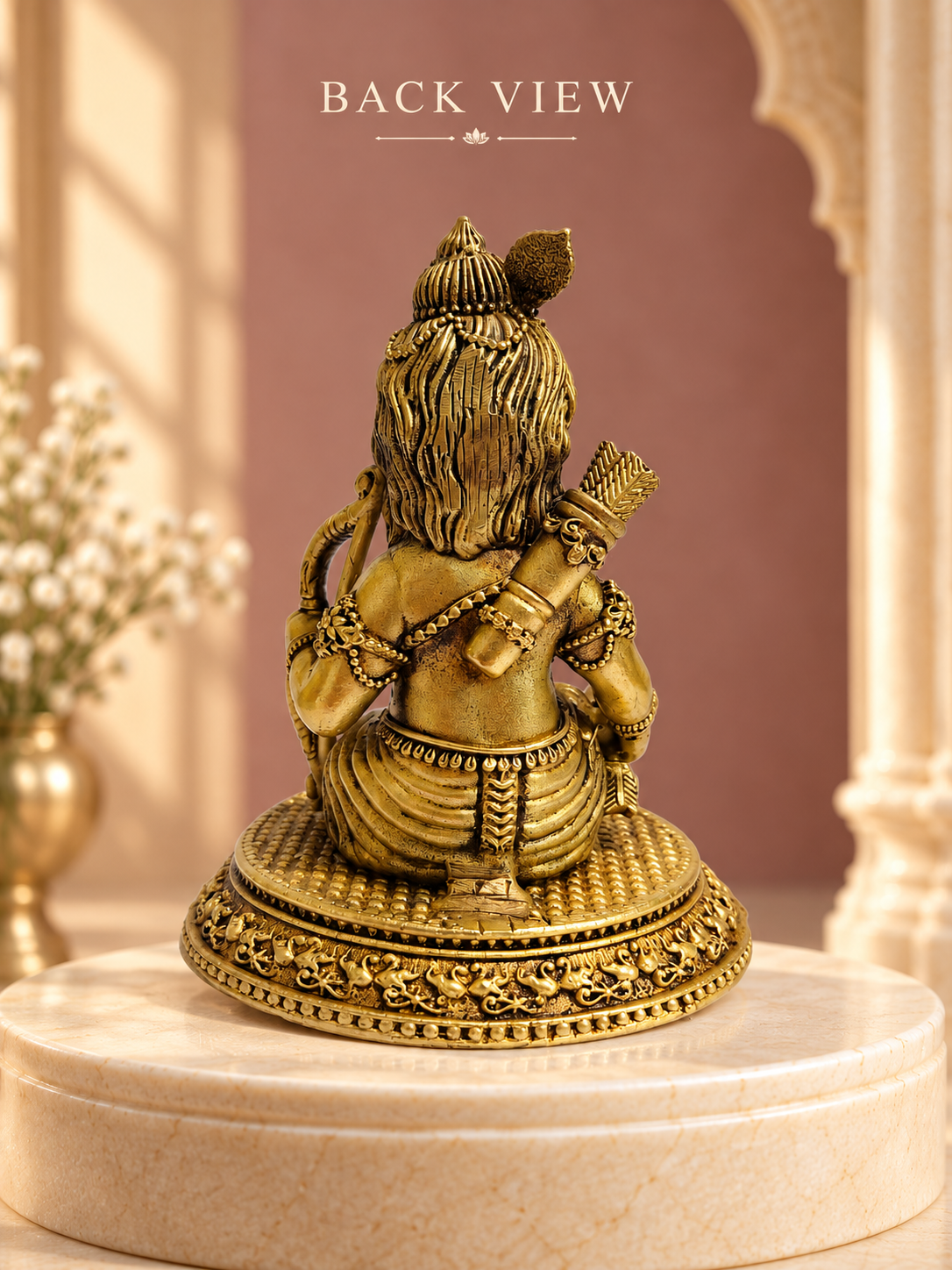 Ram Lalla Brass Idol with Bow and Arrows — Back View