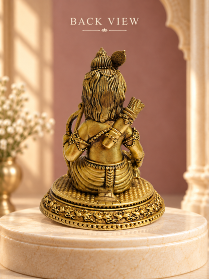 Ram Lalla Brass Idol with Bow and Arrows — Back View