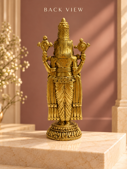 Standing Venkateswara Brass Idol — Back View