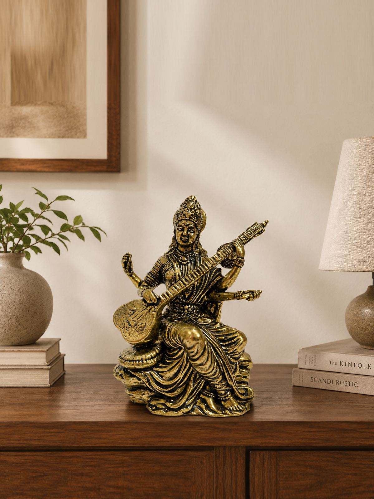 Saraswati Brass Idol With Veena