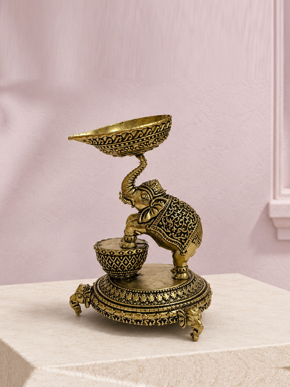 Elephant Brass Diya – front product view