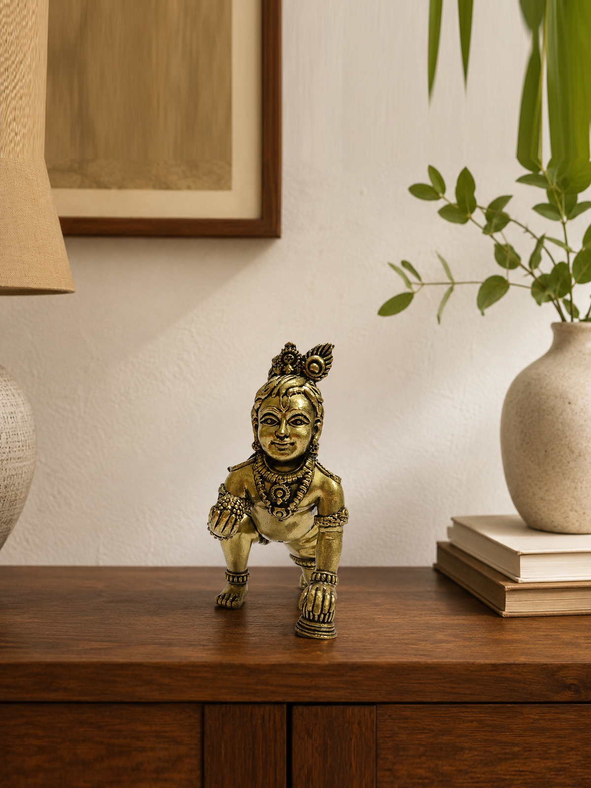 Crawling Bal Krishna Brass Idol