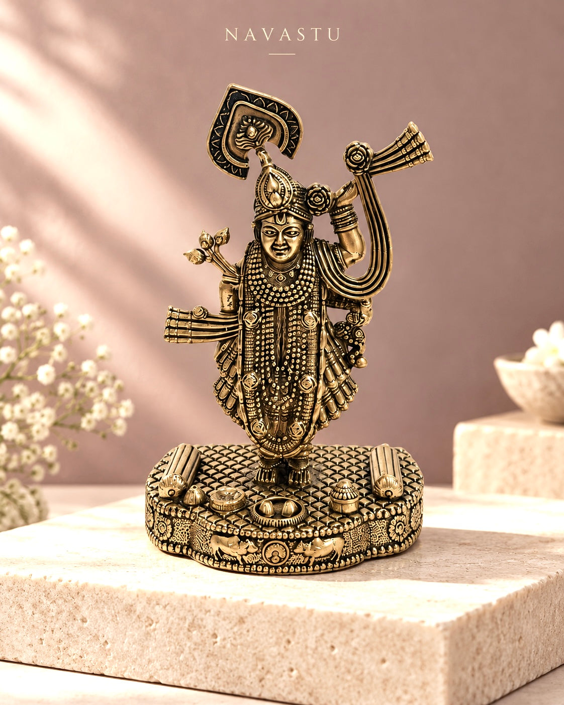 Shrinathji Brass Idol – 5 Inch