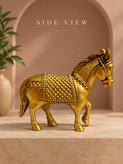 Large Brass Horse Pair — Side View of One Horse
