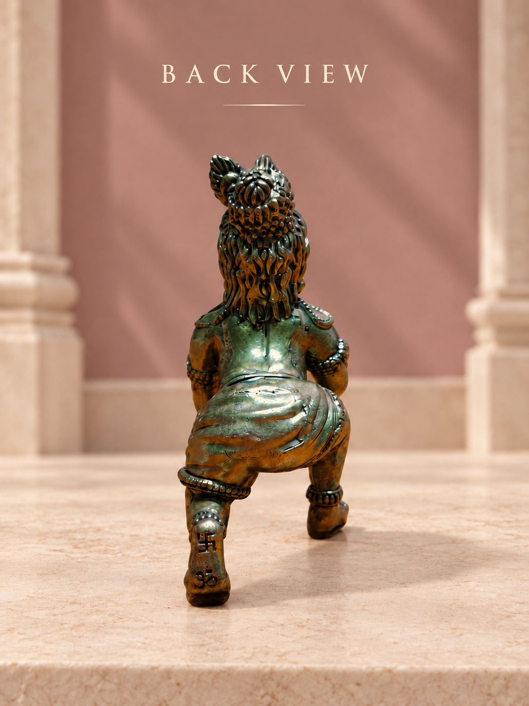 Crawling Bal Krishna Brass Idol — Back View