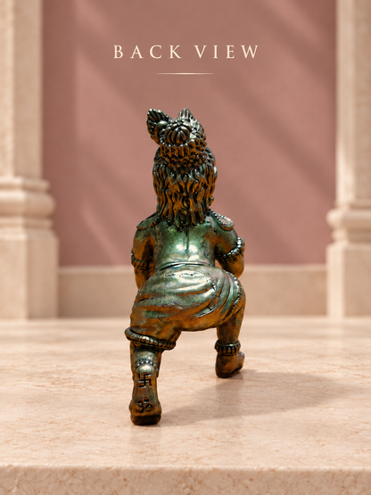 Crawling Bal Krishna Brass Idol — Back View