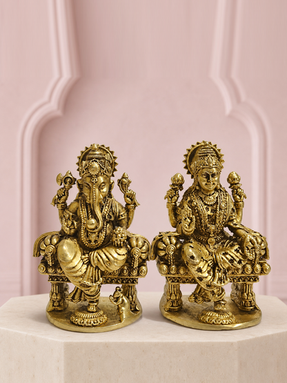 lakshmi ganesha throne pair polished premium product image