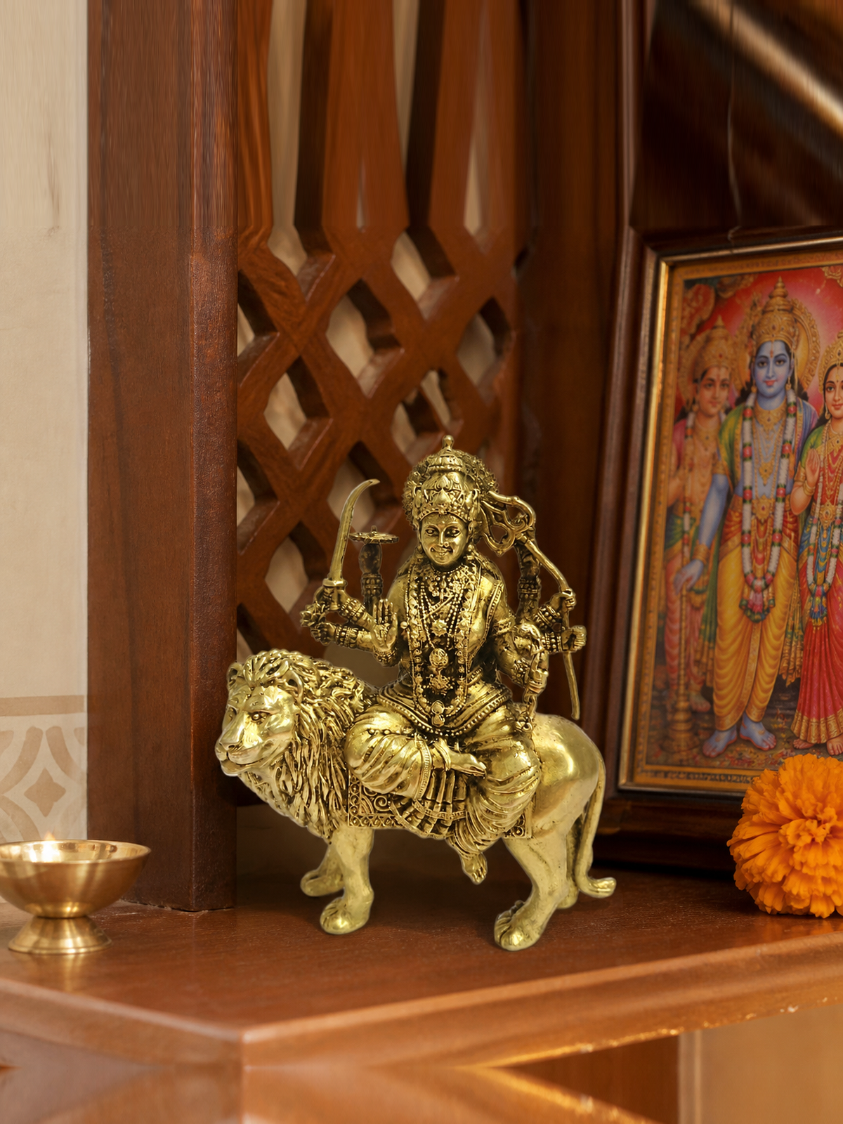 maa durga lion polished realistic placement