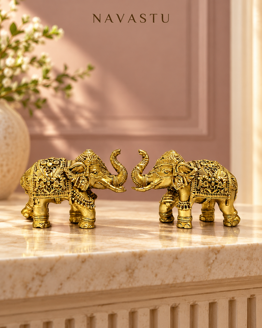 NAVASTU ChatGPT ad creative 2026-10-13 | auspicious-brass-elephant-pair-with-raised-trunks-2-inch