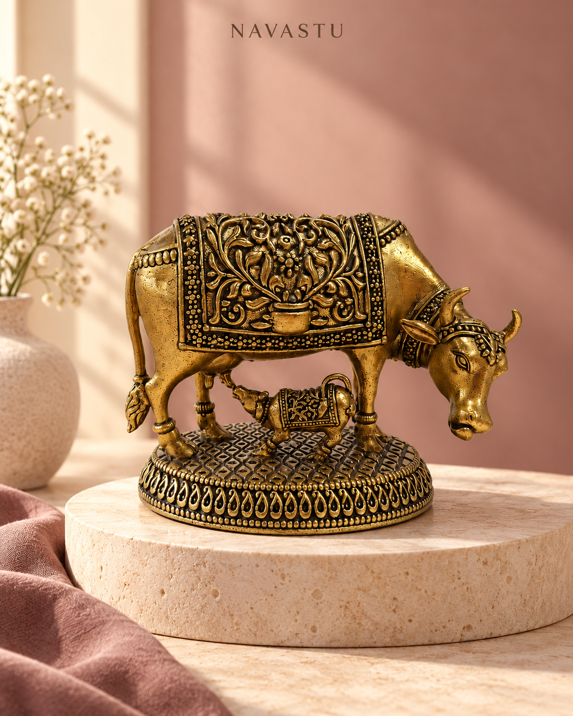NAVASTU ChatGPT ad creative 2026-10-13 | cow-calf-brass-idol