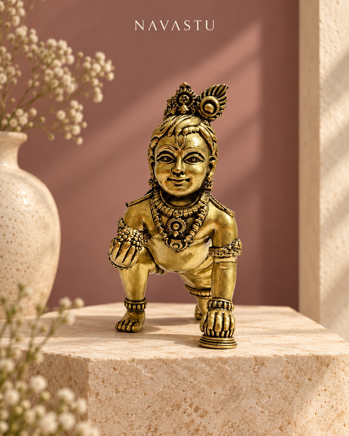 NAVASTU ChatGPT ad creative 2026-10-13 | crawling-bal-krishna-brass-idol