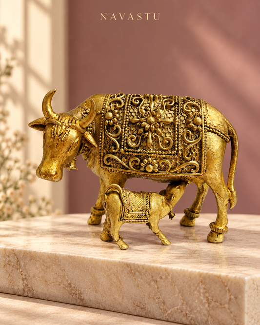 NAVASTU ChatGPT ad creative 2026-10-13 | kamdhenu-cow-and-calf-brass-idol
