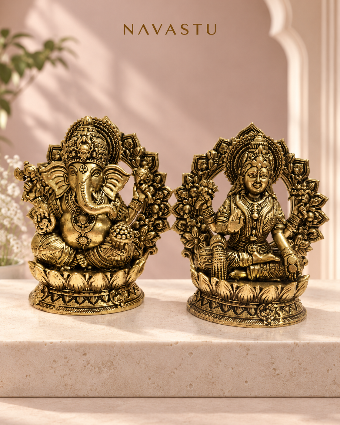 NAVASTU ChatGPT ad creative 2026-10-13 | lakshmi-ganesha-brass-idol-pair-with-lotus-backplates