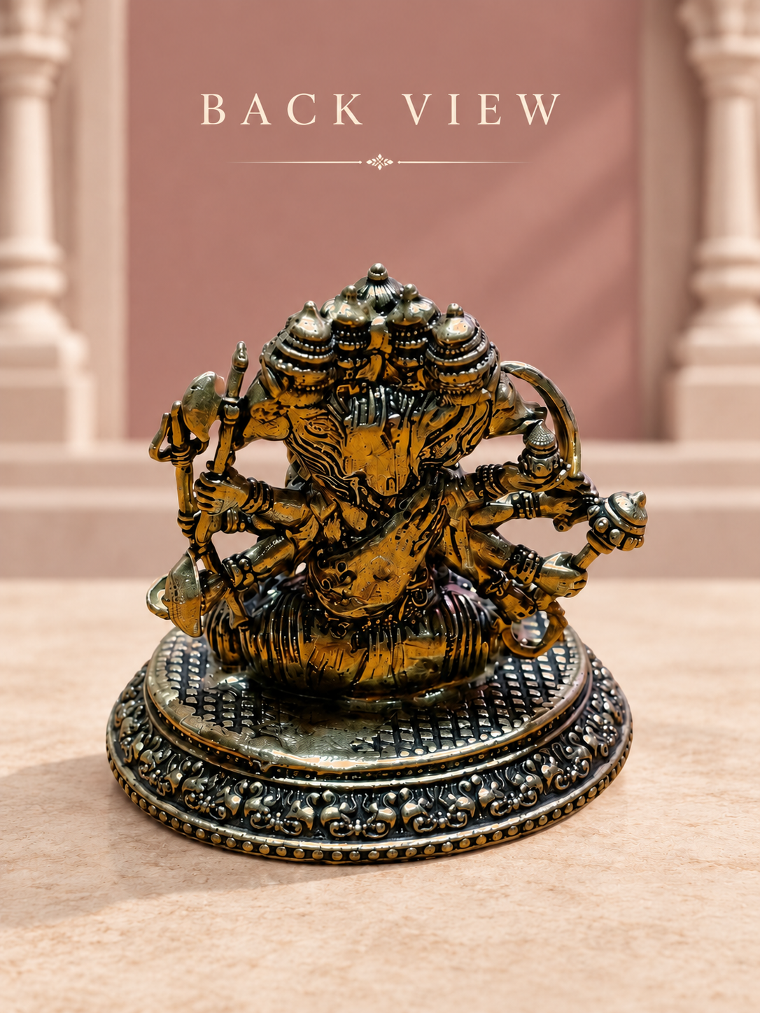 Panchmukhi Hanuman Brass Idol — Back View