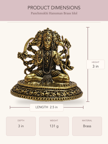 Panchmukhi Hanuman Brass Idol — clear product dimensions and specifications