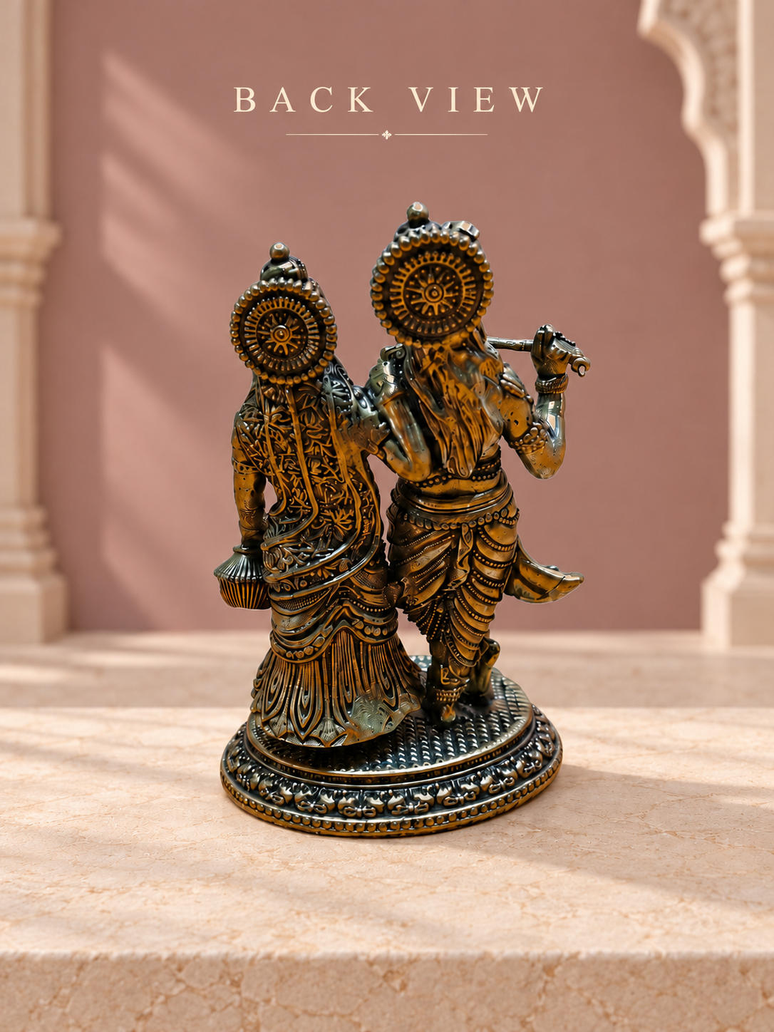 Radha Krishna Brass Idol — Back View