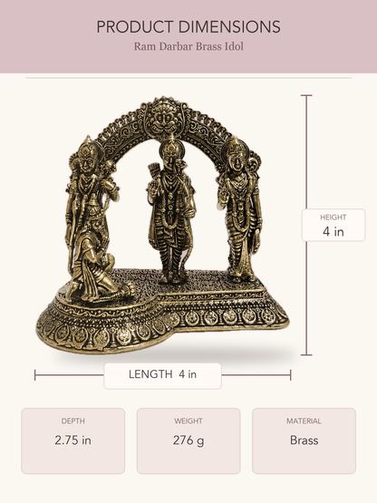 Ram Darbar Brass Idol — clear product dimensions and specifications