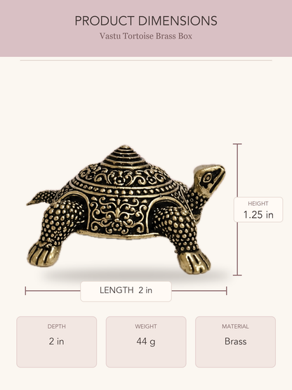 Vastu Tortoise Brass Box — clear product dimensions and specifications